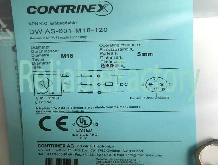 1PCS CONTRINEX DW-AS-601-M18-120 DWAS601M18120 PROXIMITY SWITCH -