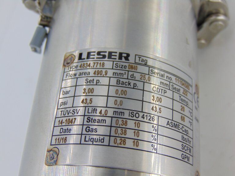 LESER 4834.7718 VALVE - High-Quality Valve Component - LESER