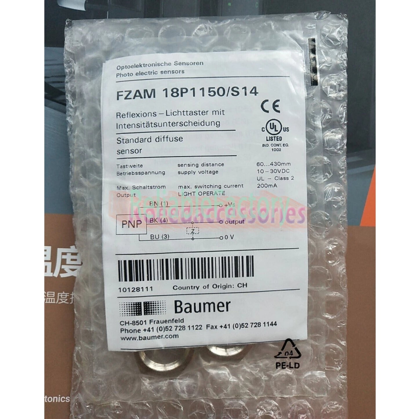 1PC FOR BAUMER FZAM 18P1150/S14 Diffuse reflective sensor FREE SHIP