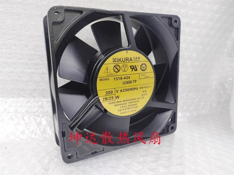 IKURA 1316-434 U3450-TP 200VAC 28/25W All Metal High Airflow Cooling Fan