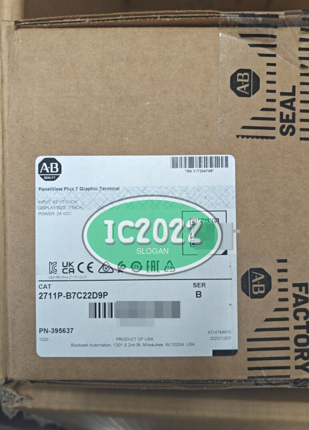 Allen Bradley 2711PB7C22D9P PanelView Plus 7 HMI - ALLEN BRADLEY