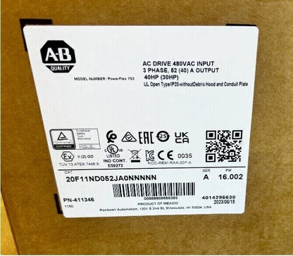 NEW ALLEN BRADLEY 20F11ND052JA0NNNNN PowerFlex Air Cooled 753 AC Drive SHIP - ALLEN BRADLEY
