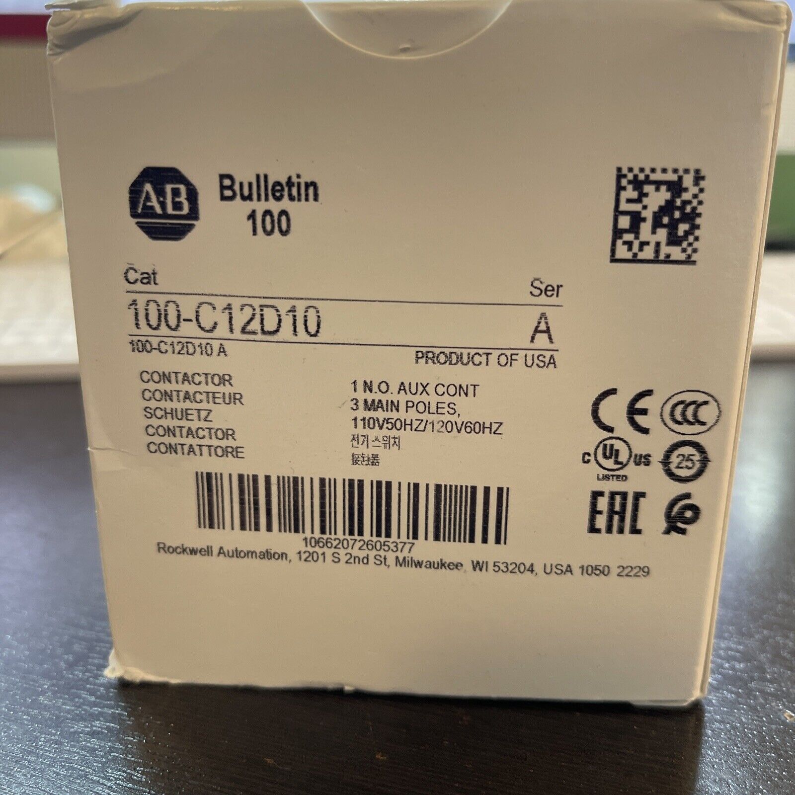 120V 12A Contactor 100-C12D10 NEW - 100V PRODUCTS