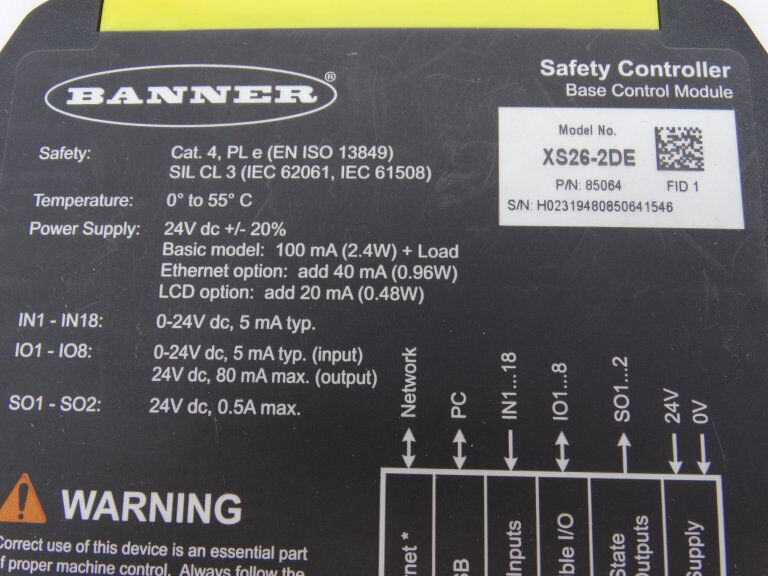 BANNER ENGINEERING XS26-2DE PROCESS CONTROLLER, ADVANCED PROCESS CONTROL SYSTEM FOR INDUSTRIAL APPLICATIONS - BANNER ENGINEERING