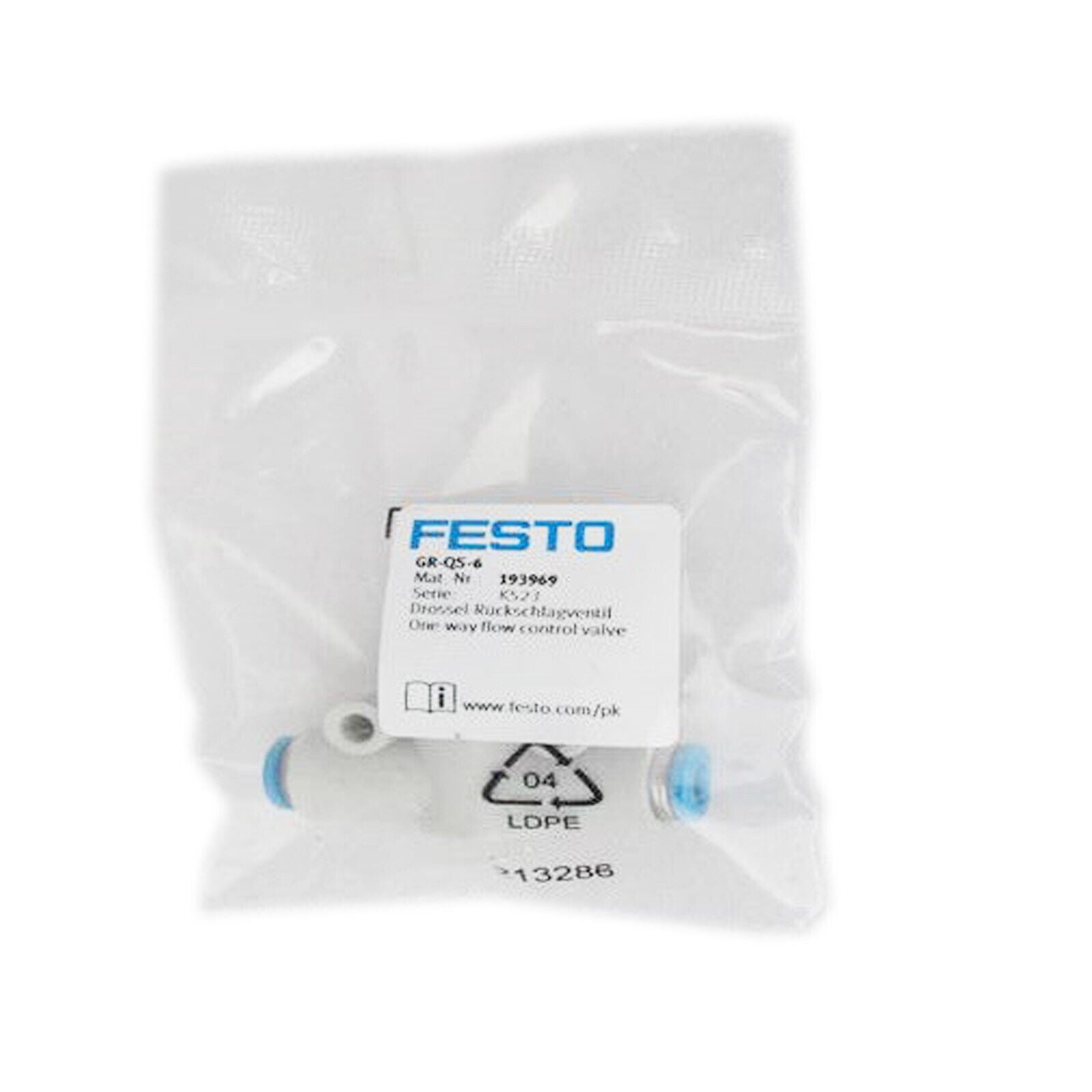 FESTO PLC Flow Control Valve - One-Way, Industrial Use - FESTO