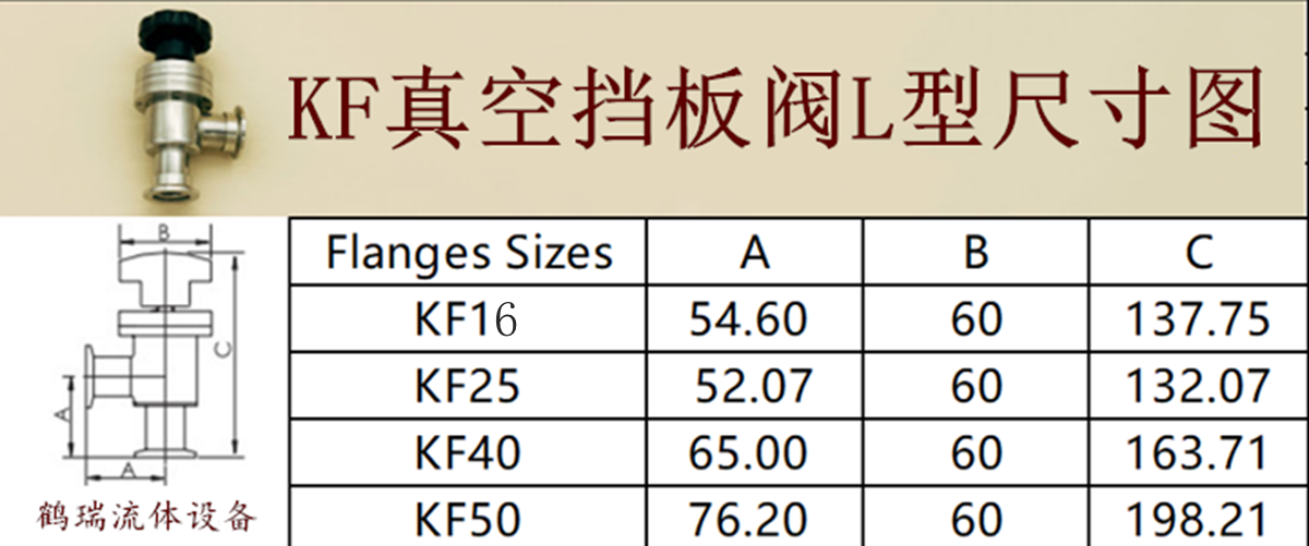 KF-40 L-Shaped Manual Flapper Vacuum Valve - 1 Piece - KOEED