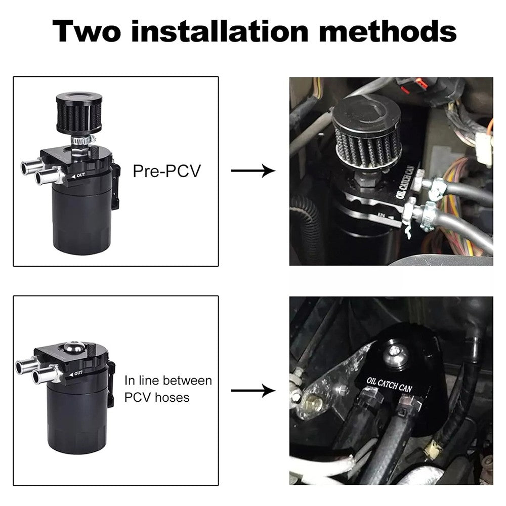 Universal Oil Catch Can Kit Reservoir Baffled Tank with Breather Filter Aluminum