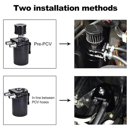 Universal Oil Catch Can Kit Reservoir Baffled Tank with Breather Filter Aluminum