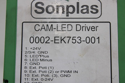 used Sonplas 0002-EK753-001 CAM-LED Driver - SONPLAS