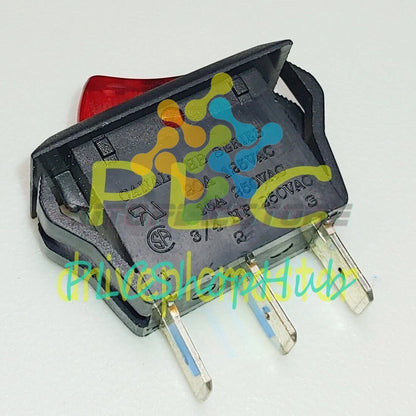 CANAL HB SERIES Red Lamp Rocker Switch 3 Pins 2 Positions 20A 125VAC 16A 250VAC