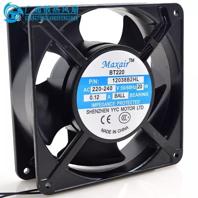 MAXAIR BT220 12038B2HL 12038 AC220V-240V 20W 0.12A 12CM Dual Ball Cooling Fan