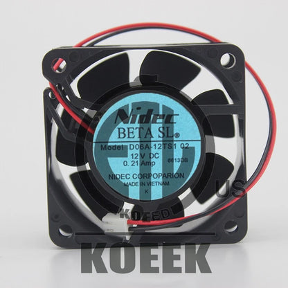 1pc NIDEC D06A-12TS1 02 Axial fan DC12V 0.21A 2PIN 60*60*25mm #XX
