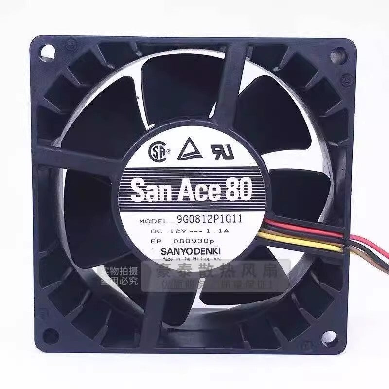 Sanyo 9G0812P1G11 8038 DC12V 1.1A 8CM 4-Wire PWM Mute Cooling Fan
