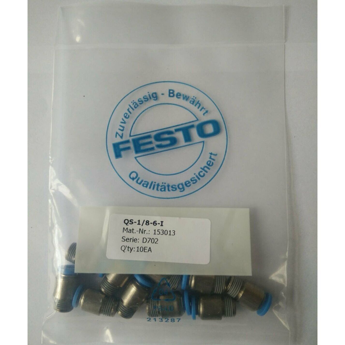 New FESTO QS-1/8-6-I 153013 10pcs Connector - FESTO