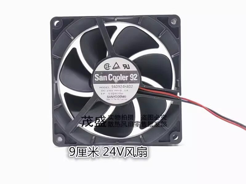 Sanyo 9A0924H402 9025 DC24V 0.1A 2-Wire Double Ball Bearing Mute Cooling Fan