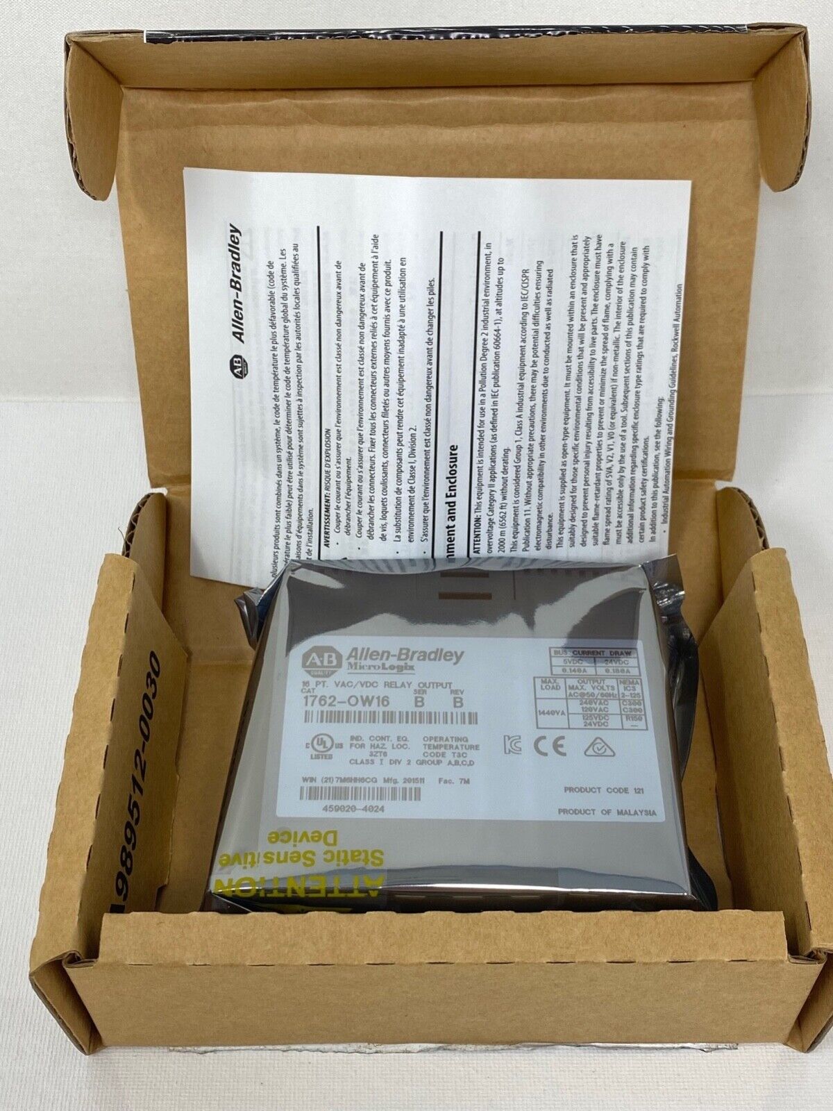 Allen-Bradley MicroLogix 16 PT VAC/DC Relay Output Module - 1762-OW16 - ALLEN-BRADLEY