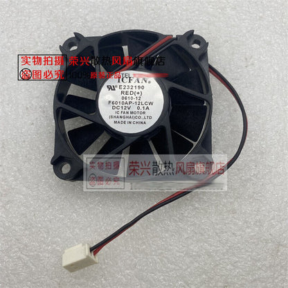 used cooling fan ICFAN F6010AP-12LCW 6010 12V 0.1A 0610-12 2-wire - ICFAN