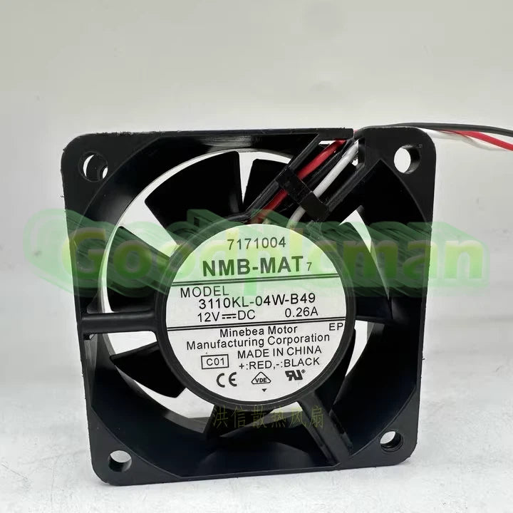 1 pcs NMB Fan 3110KL-04W-B49 DC12V 0.26A 6025 6CM 60*25MM 3 Wire cooling fan
