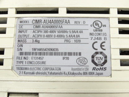 CIMR-AU4A0005FAA Motor Drive - YASKAWA ELECTRIC