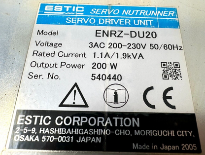 used Estic Servo Nutrunner ENRZ-DU20 Servo Driver Unit - ESTIC