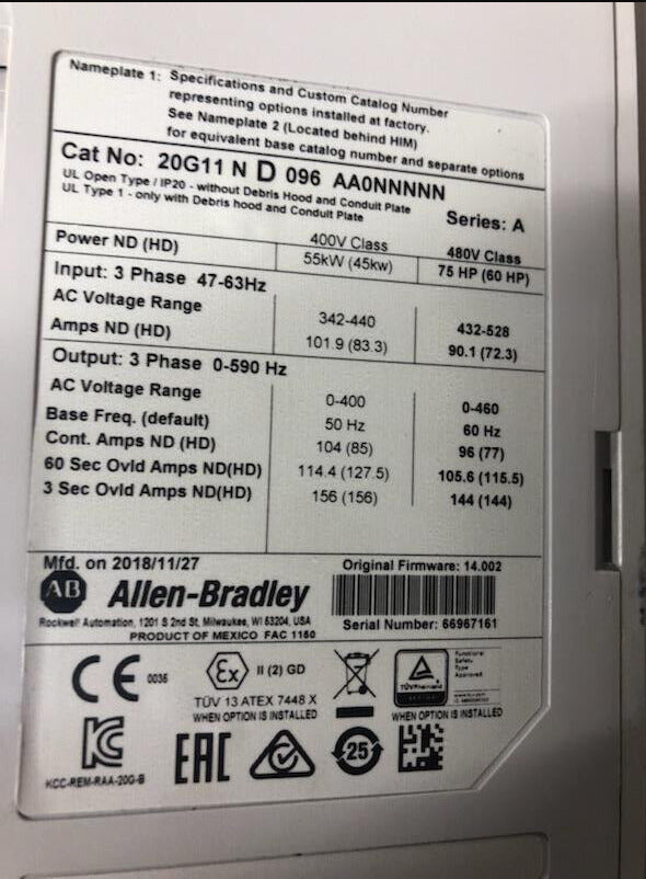 Allen-Bradley 20G11ND096AA0NNN Input Module 20G11ND096AA0NNN - ALLEN-BRADLEY