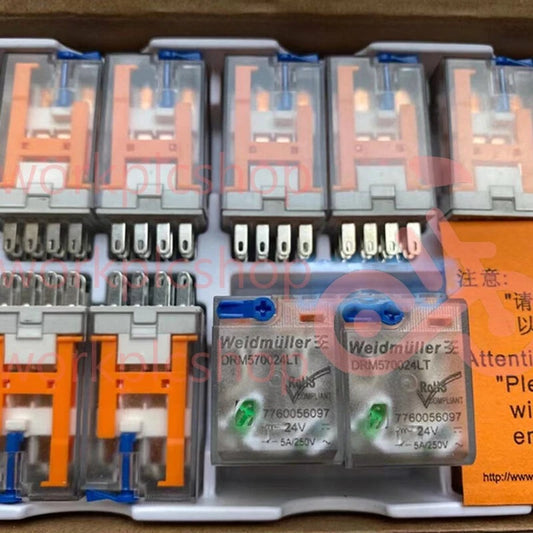 1Pc WEIDMULLER DRM570024LT 24VDC Relay 14Pins 5A 250V