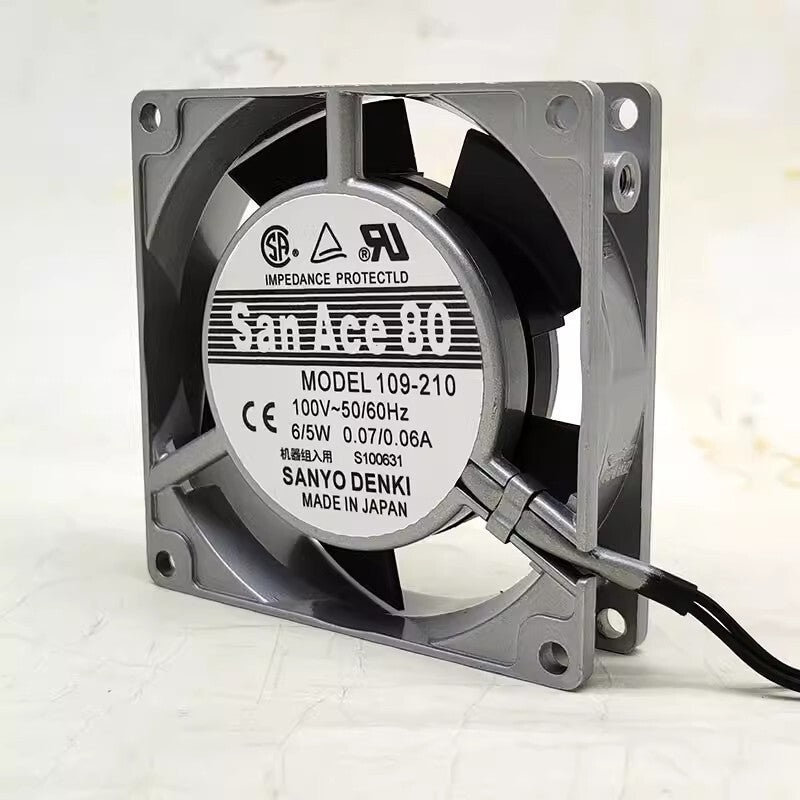 Sanyo 109-210 100V 0.07A/0.06A 6/5W 8025 8CM Metal Frame Cooling Fan