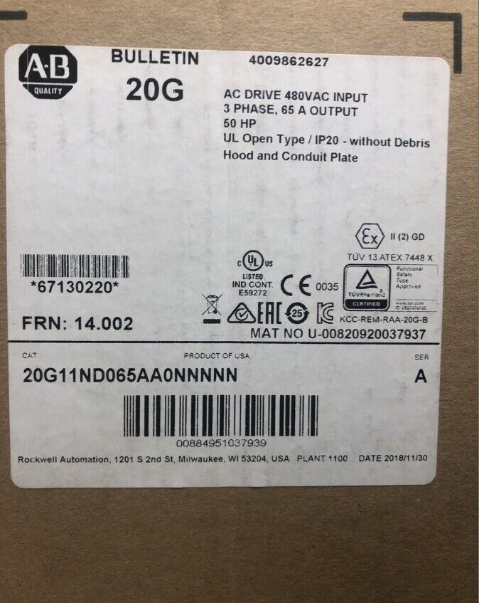 Allen-Bradley 20G11ND065AA0NNNNN New In Box Shiping - ALLEN-BRADLEY