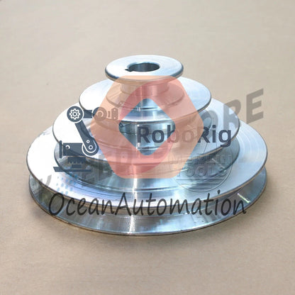 OD 130mm, 4 Step Pulley 16mm Bore for 1/2" = 12.7mm Belt width - Cast Aluminum~