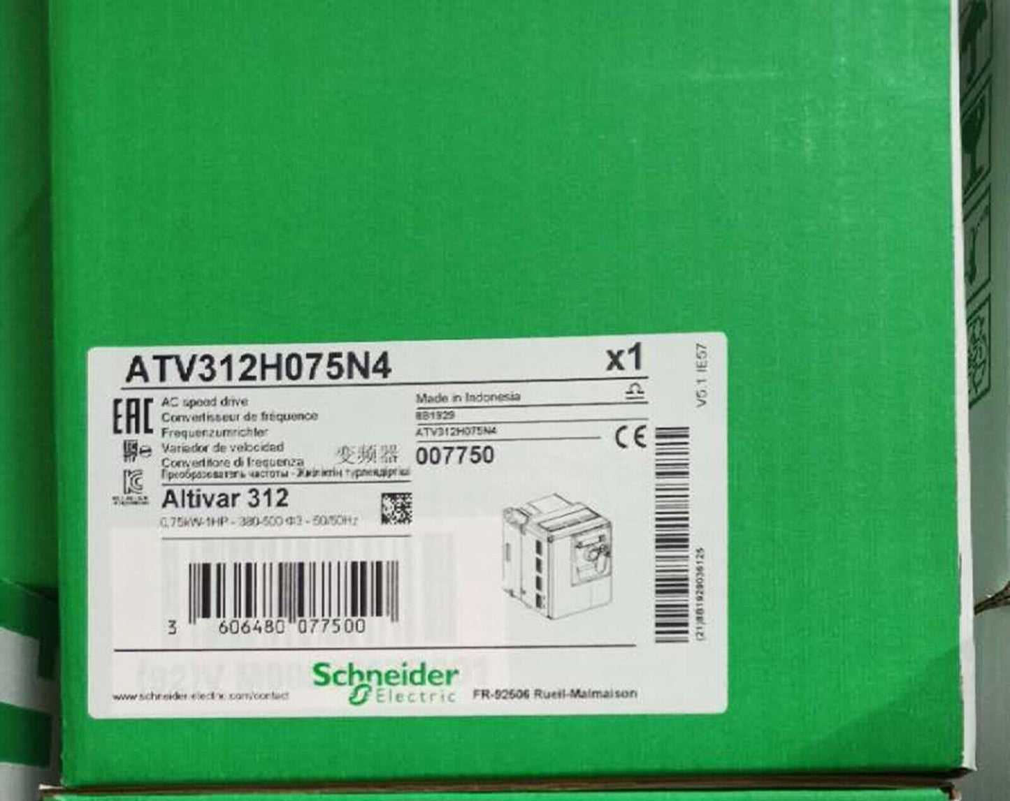 SCHNEIDER ATV312H075N4 Motor Inverter AC Drive 1HP 480VAC 3 Phase - SCHNEIDER