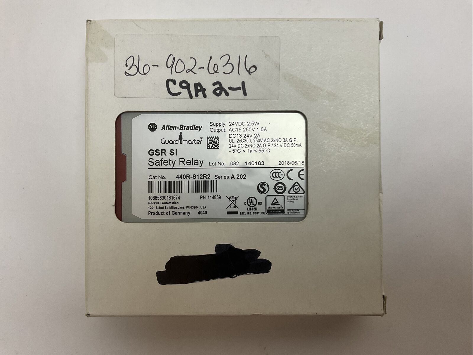 Allen Bradley 440R-S12R2 GSR SI SAFETY RELAY DC13 24V 2A AC15 - ALLEN BRADLEY