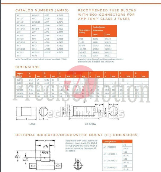 Ferraz Shamwut AJT45, 600V, 45 Amp (45A), Time Delay Class J Fuse，Mersen #