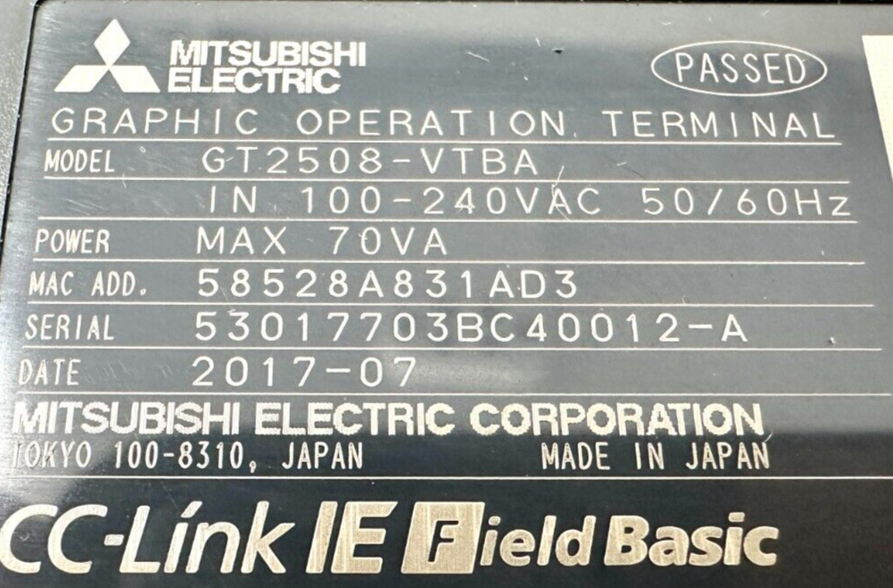 used Mitsubishi GT2508-VTBA HMI *Screen Blemishes* - MITSUBISHI