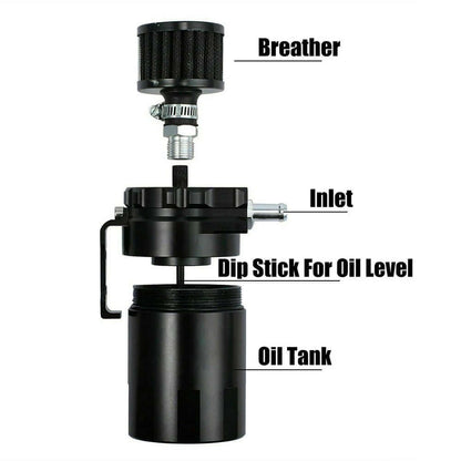 new Universal Oil Catch Can Kit Reservoir Baffled Tank with Breather Filter Aluminum