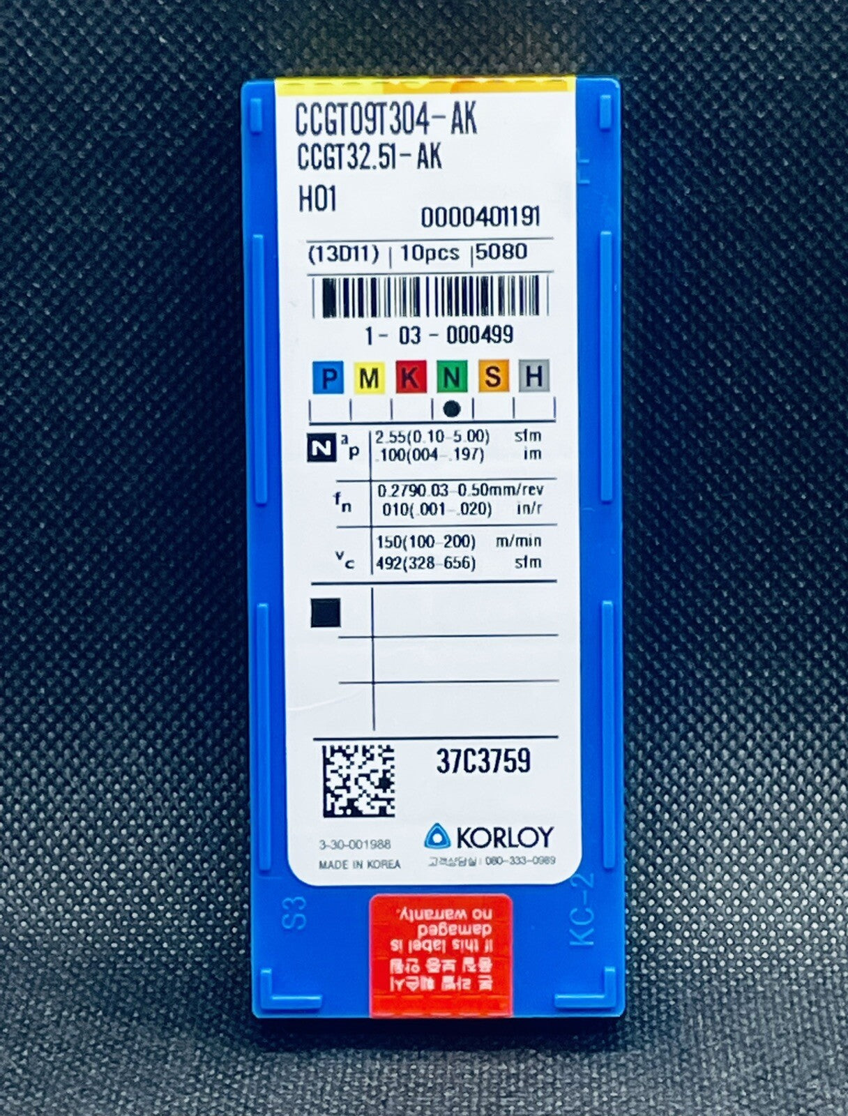 KORLOY CCGT 32.51 AK H01 / CCGT09T304-AK H01 Carbide Inserts 10pcs Free Ship!