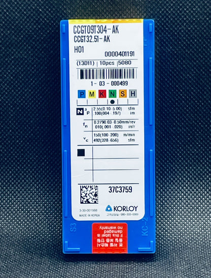 KORLOY CCGT 32.51 AK H01 / CCGT09T304-AK H01 Carbide Inserts 10pcs Free Ship!