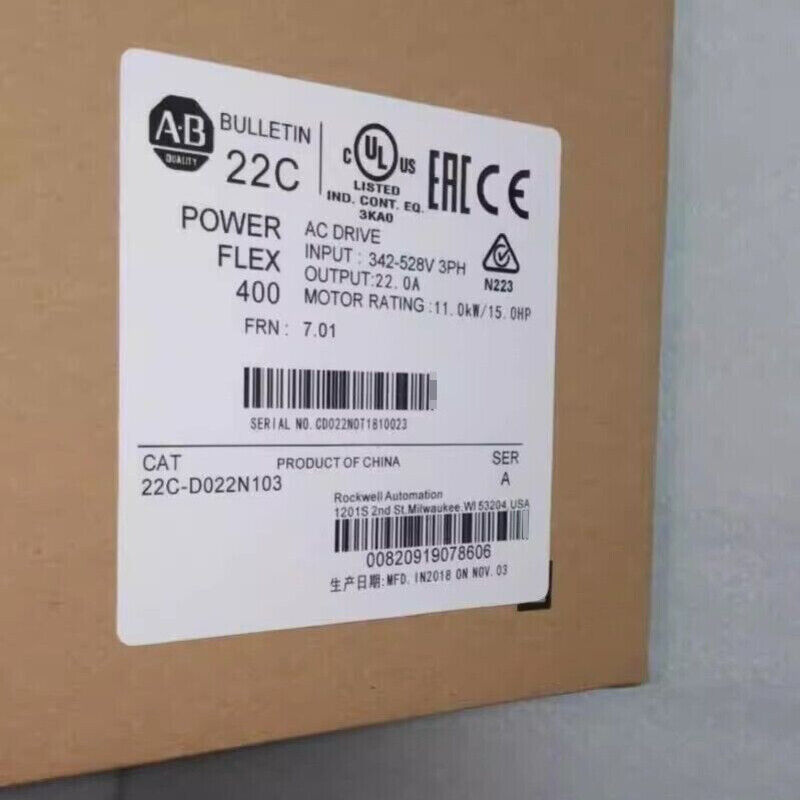 22C-D022N103 AB PowerFlex 400- 11 KW (15 HP) AC Drive  22CD022N103 Spot Goods GQ AB