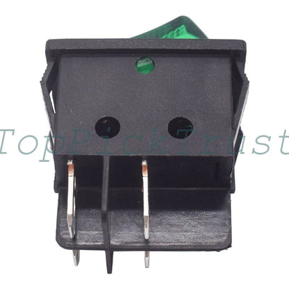 5PCS KCD4-201N-B 4pin 2-position Boat Type Rocker Switch 30A250V Green with Lamp