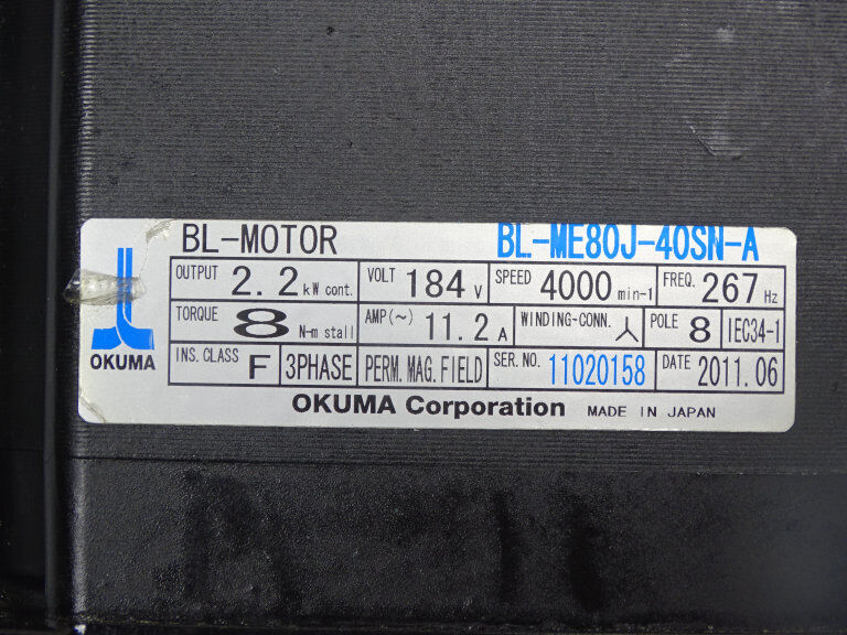 OKUMA BL-ME80J-40SN-A MOTOR OKUMA