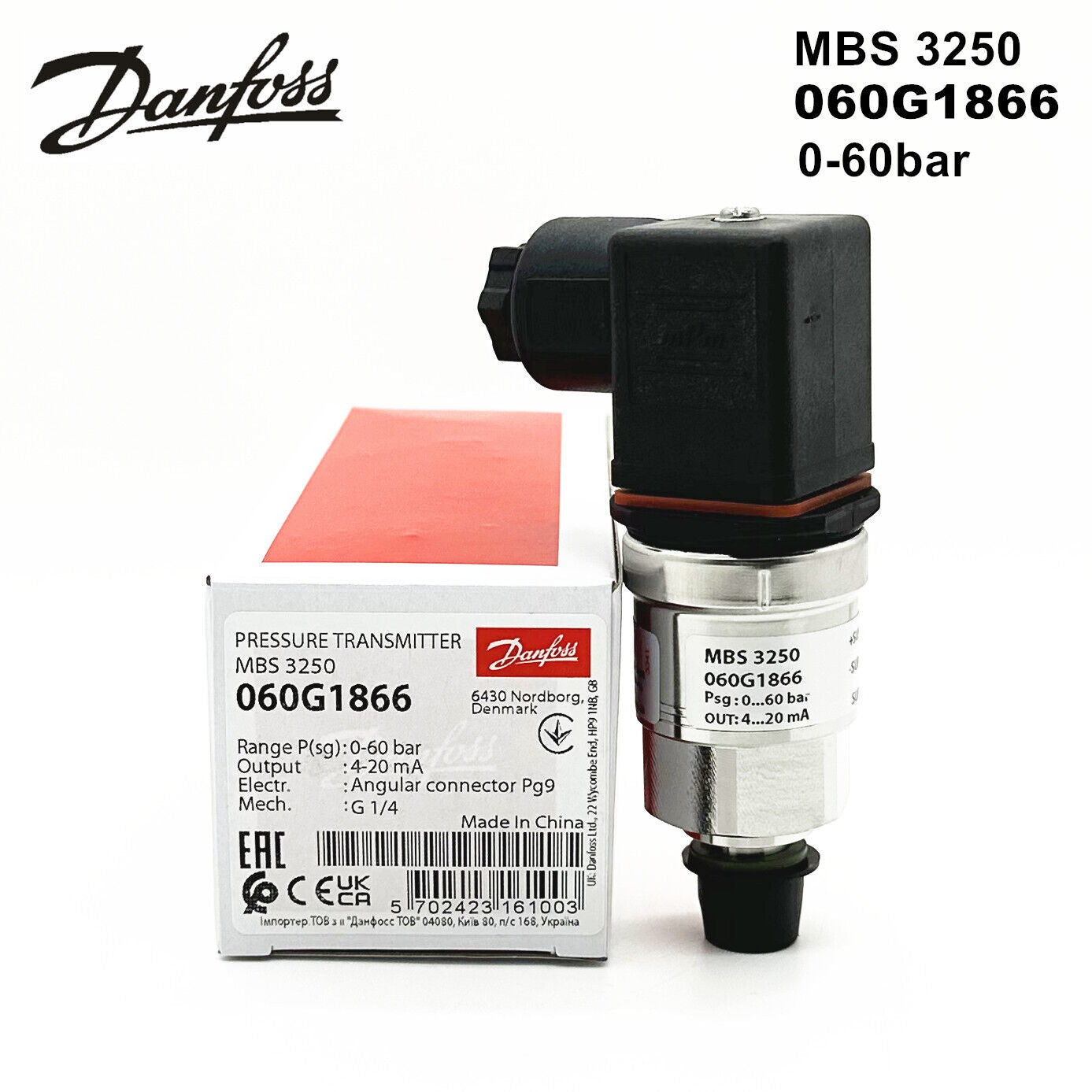 new 1pcs Danfoss Pressure Transmitter Sensor MBS3250 060G1866 0-60bar