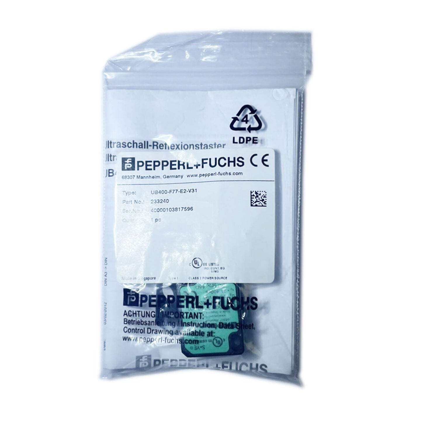 Pepperl+Fuchs UB400-F77-E2-V31 Sensor - PEPPERL+FUCHS