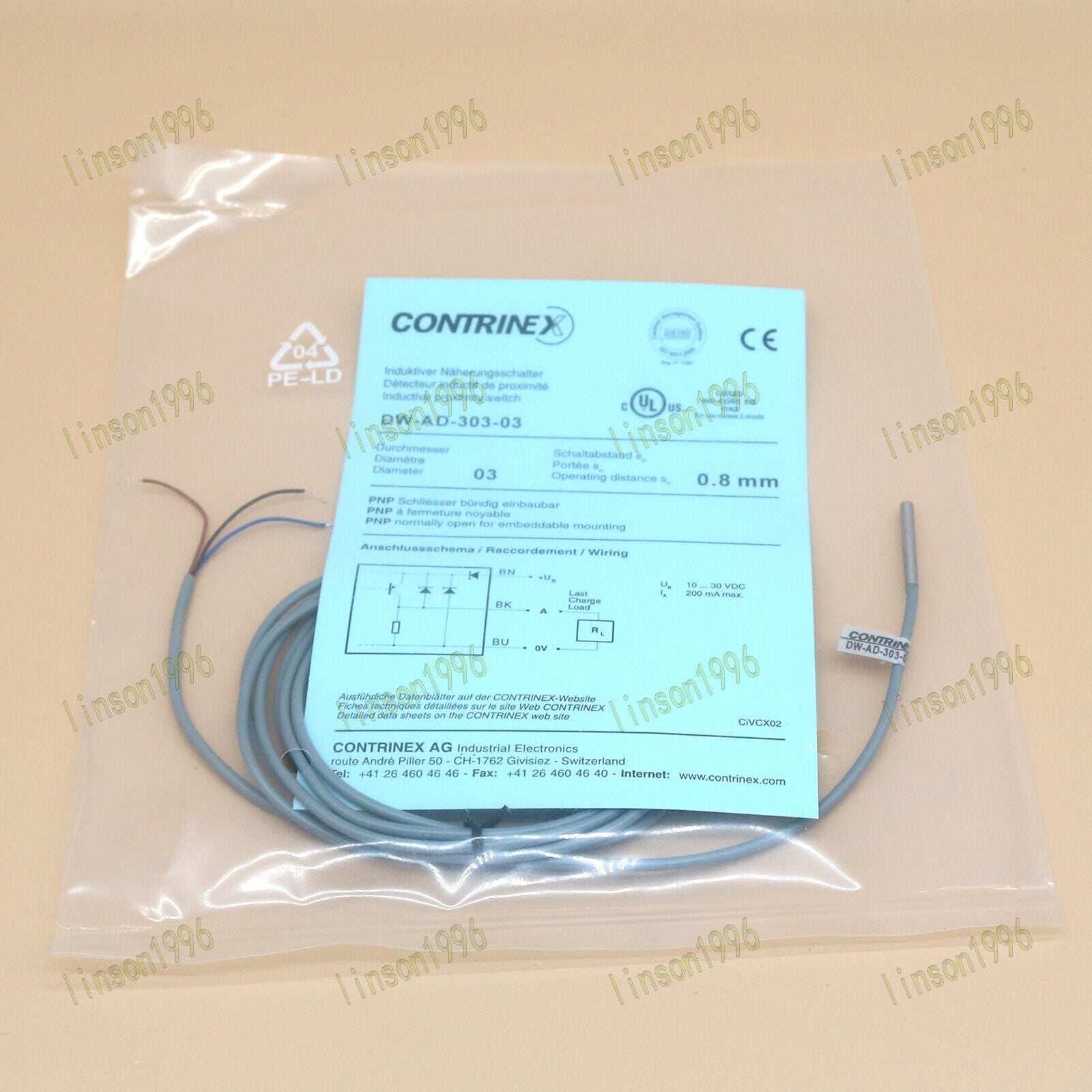 1PC Contrinex Proximity Switch DW-AD-303-03 - CONTRINEX