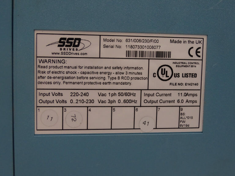 SSD SERVO DRIVE 631/006/230/F/00 - SSD DRIVES