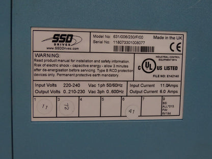SSD SERVO DRIVE 631/006/230/F/00 - SSD DRIVES