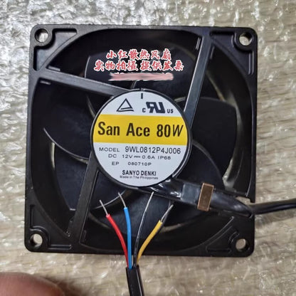 San Ace 80W 9WL0812P4J006 12V 0.6A IP68 Waterproof Metal Cooling Fan
