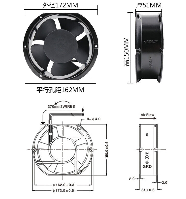 new COWWOMWLEAHT FP-108EX-S1-B 17251 Double Ball 380V 0.15A 38W Cabinet Cooling Fan