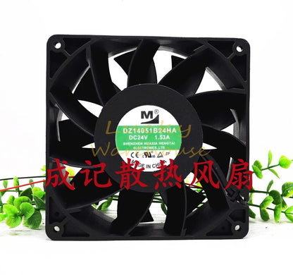 M DZ14051B24HA 14050 DC24V 1.53A 14CM 2-Wire Dual Ball Cooling Fan