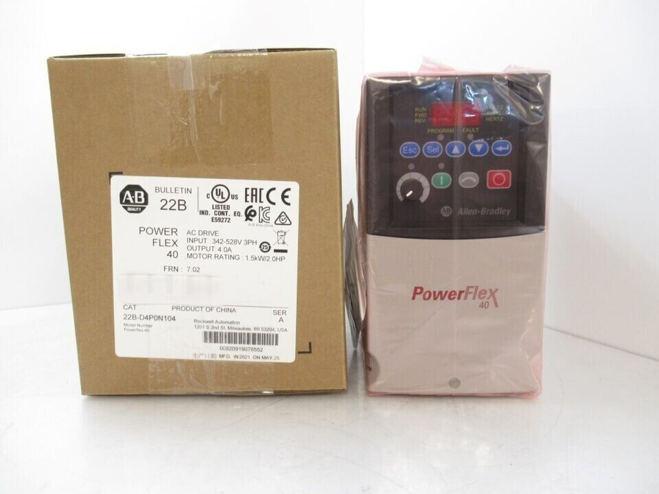 Allen Bradley PowerFlex 40 AC Drive SURPLUS IN BOX 22B-D4P0N104 22BD4P0N104 - ALLEN BRADLEY