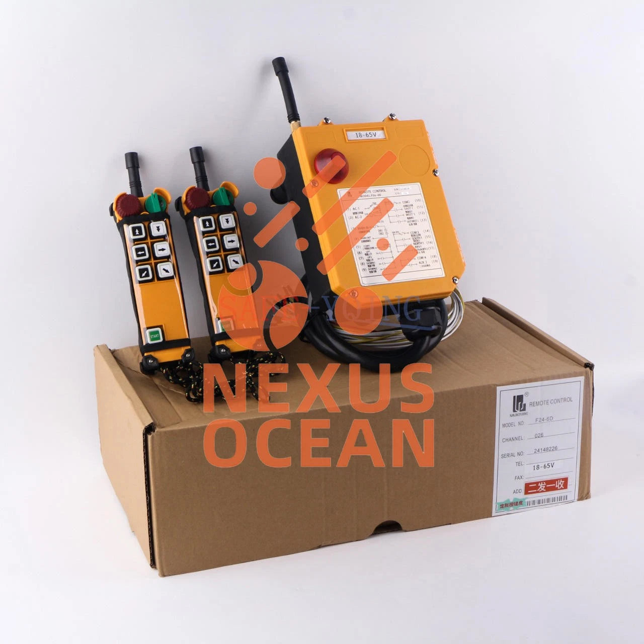 2 Emitter +1 Receiver Hoist Crane Radio Wireless Remote Control F24-6D 18~65V