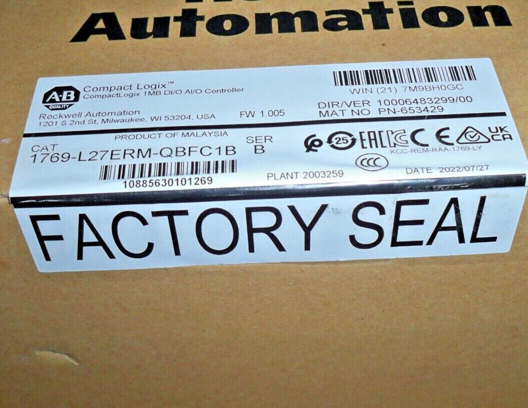 Allen Bradley Controller 1769-L27ERM-QBFC1B Ser B Sealed 2022 Model - ALLEN BRADLEY
